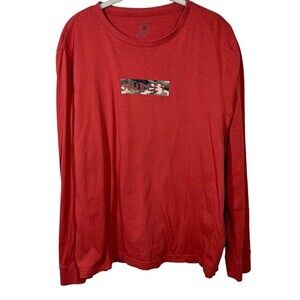 Hurley orange top Mens graphic Tee shirt orange long sleeve shirt size M relax